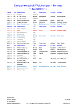 Dorfgemeinschaft Weichtungen - Termine 1. Quartal 2015