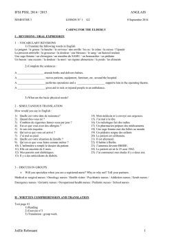 IFSI PSSL 2014 / 2015 ANGLAIS Jo&euml;lle Robouant 1