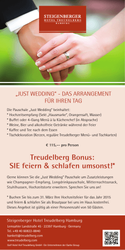 Hochzeitsarrangements - Steigenberger Hotel Treudelberg