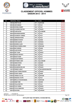 classement officiel hommes saison 2013 - 2014