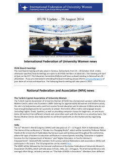 IFUW Update – 20 August 2014