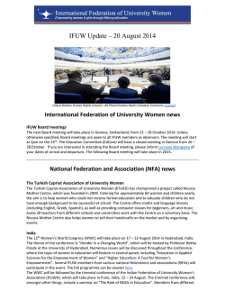 IFUW Update &ndash; 20 August 2014
