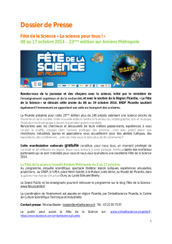 Télécharger le Dossier de presse de la Fête de la science à Amiens