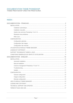 DOCUMENTATION THEME PHONESHOP INDEX :