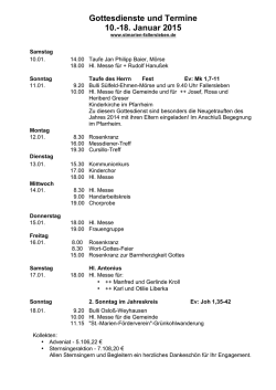 Gottesdienste und Termine 10.-18. Januar 2015 - St. Marien