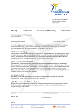 Vertrag Kernzeit Nachmittagsbetreuung Warteklasse
