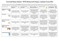 Torwood House School - WWI Homework Project, Autumn Term 2014