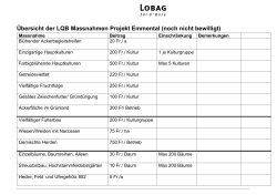 Übersicht der LQB Massnahmen Projekt Emmental (noch - Lobag