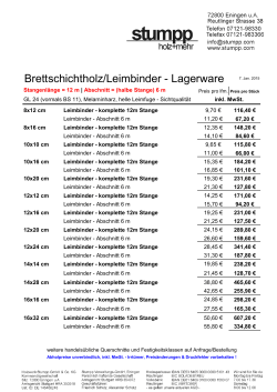 Brettschichtholz/Leimbinder - Lagerware 7. Jan. 2015