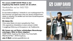 Verk&auml;ufer m/w (VZ/TZ) Aushilfen - City Galerie, Augsburg