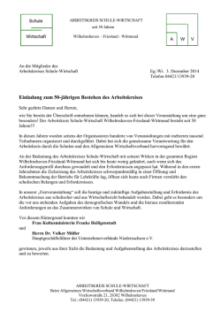 Einladung zum 50-jährigen Bestehen des Arbeitskreises