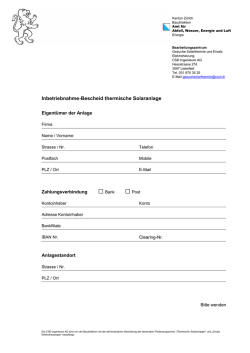 Inbetriebnahme-Bescheid thermische Solaranlage - AWEL Amt f&uuml;r