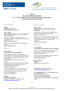 Tagung 16. - 17. Januar 2015 an der Universität Duisburg-Essen