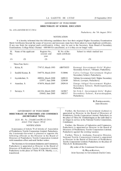 Government Notifications - Government of Puducherry