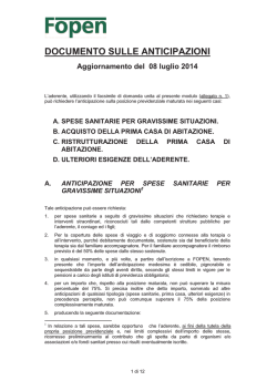 Documento sulle Anticipazioni + Modulistica