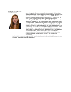 Hayley Channer Australia Areas of expertise: Korean peninsula