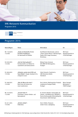 Programm 2015 IHK-Netzwerk Kommunikation - IHK Reutlingen