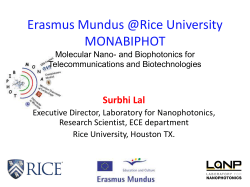 Erasmus Mundus @Rice University MONABIPHOT