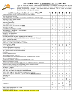 Liste des effets scolaire au primaire (1 à la 6 ) 2014-2015