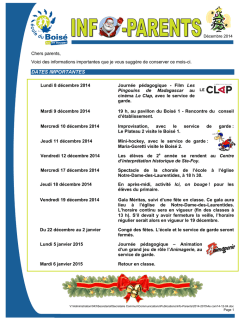 Info-parents, d&eacute;cembre 2014