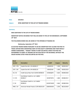 nyse addition to the list of traded bonds