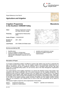 Irrigation Programme in the Southern VARDAR Valley, Macedonia