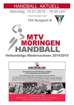 Hallenheft 10.01.15 (vs. TSV Burgdorf 3) - MTV Moringen