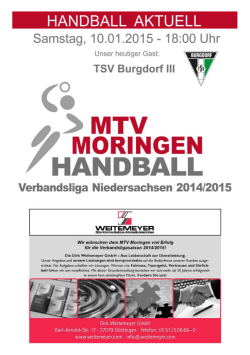 Hallenheft 10.01.15 (vs. TSV Burgdorf 3) - MTV Moringen