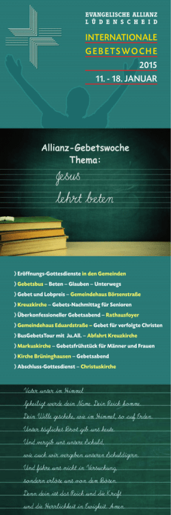 INTERNATIONALE GEBETSWOCHE 2015 11. - 18. JANUAR