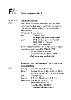 Jahresprogramm 2015