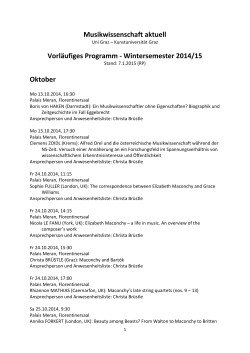 Vorläufige Vortragsliste Wintersemester 2014/15 - Musikologie