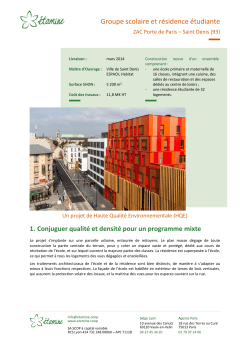 Groupe scolaire et r&eacute;sidence &eacute;tudiante ZAC Porte de