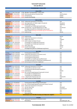 Fachschaft Taekwondo TuS Laer 08 eV Terminkalender 2015 Stand