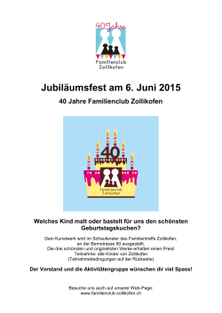 Jubil&auml;umsfest am 6. Juni 2015 40 Jahre Familienclub Zollikofen