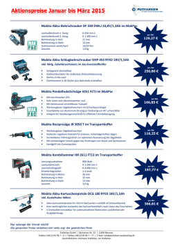 Aktionspreise Januar bis März 2015
