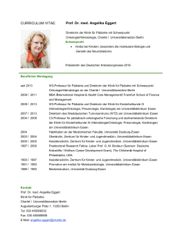 CURRICULUM VITAE: Prof. Dr. med. Angelika Eggert