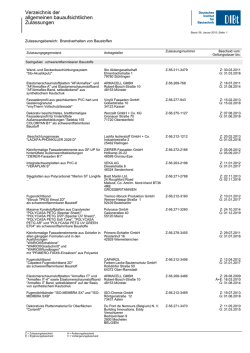 Verzeichnis der allgemeinen bauaufsichtlichen Zulassungen