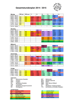 Gesamtstundenplan 2014 / 2015 - Schule Wald BE