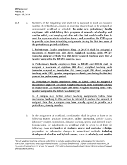 CSU Workload Proposal – August 18, 2014