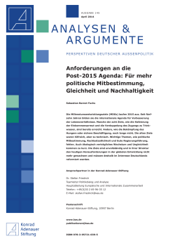 Anforderungen an die Post-2015 Agenda - Konrad-Adenauer