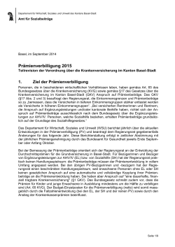 Praemienverbilligung 2015 - Amt für Sozialbeiträge Basel