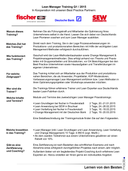 Lean Manager Training Q1 / 2015 In Kooperation mit
