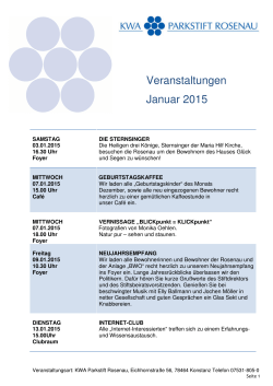 Veranstaltungen Januar 2015