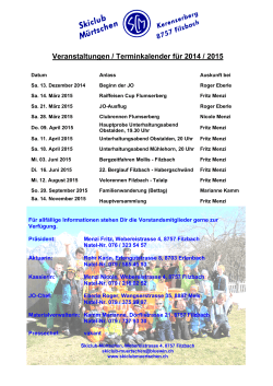 Veranstaltungen / Terminkalender fÄr 2014 / 2015