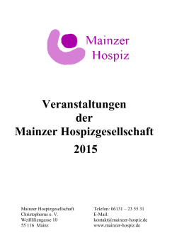 Veranstaltungen der Mainzer Hospizgesellschaft 2015