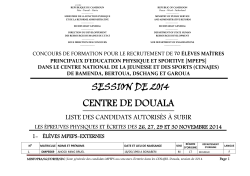 Centre de Douala Liste des candidats MPEPS