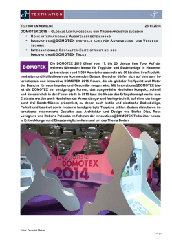 25.11.2014 Die DOMOTEX 2015 öffnet vom 17. bis 20