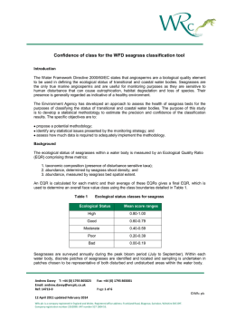 Confidence of class for the WFD seagrass classification tool