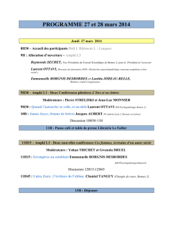 PROGRAMME 27 et 28 mars 2014