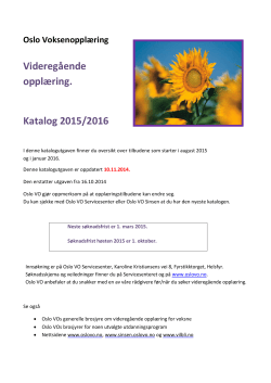 Videregående opplæring. Katalog 2015/2016